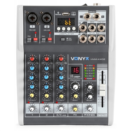 Vonyx VMM-K402 MusMix 4Ch/BT/Echo/USB Rec