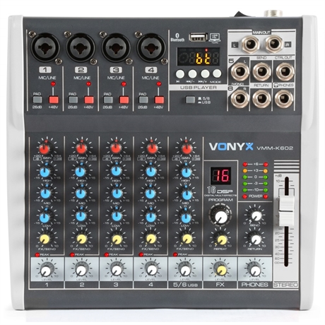 Vonyx VMM-K602 MusMix 6Ch/BT/Echo/USB Rec