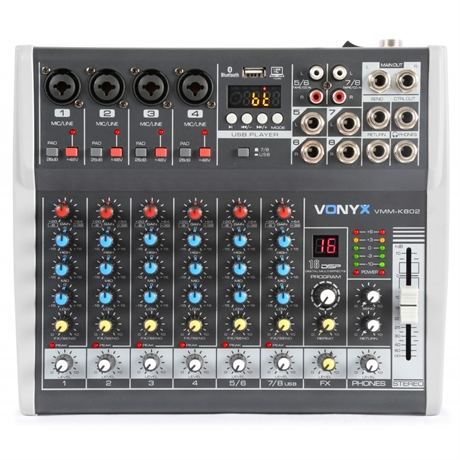 Vonyx VMM-K802 MusMix 8Ch/BT/Echo/USB Rec