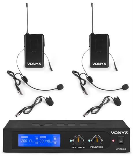 Vonyx WM522B Micro VHF 2CH 2BP+headset